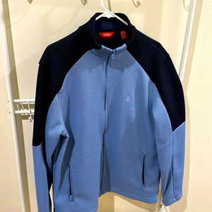 Men’s Izod Zip Up Baby Blue and Black Zip Up Waffle Shell Jacket Sz M
